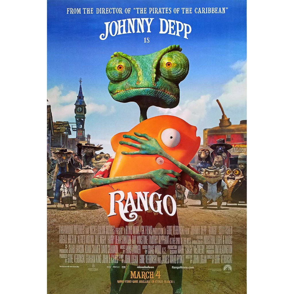 โปสเตอร์ หนัง การ์ตูน Rango 2011 POSTER 24”x35” Inch Western Johnny Depp แรงโก้ ฮีโร่ทะเลทราย