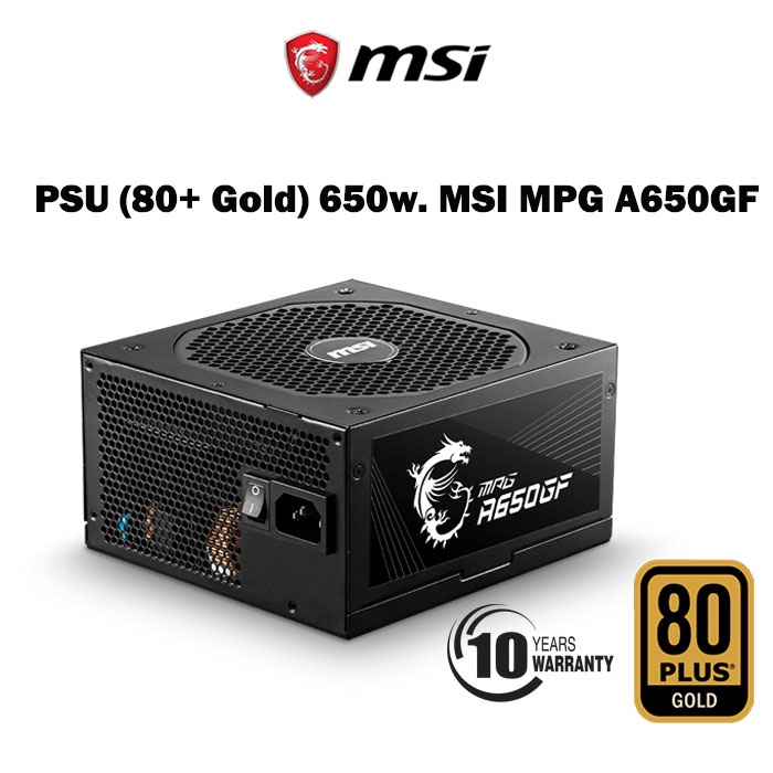 เอ็มเอสไอ MPG A650GF 650W 80 PLUS Gold แหล่งจ่ายไฟ ATX แบบโมดูลาร์เต็มรูปแบบ