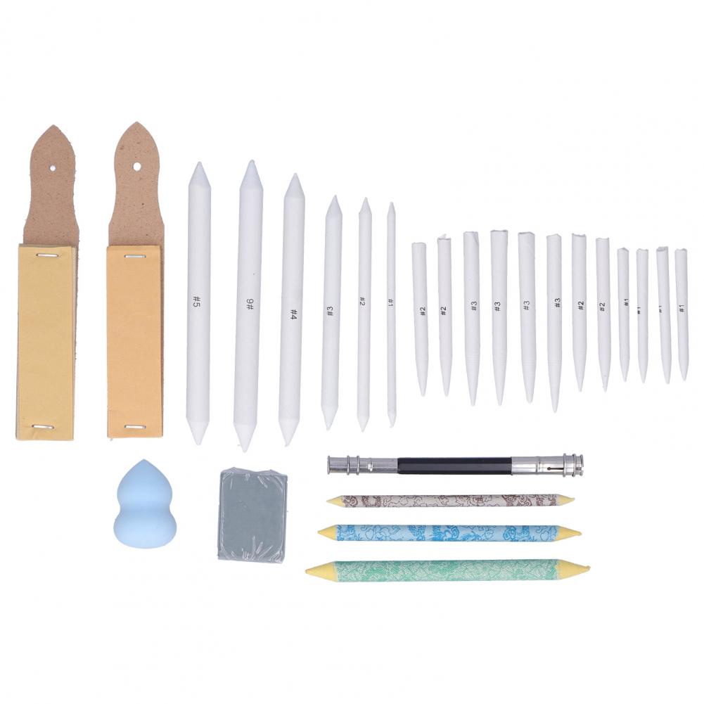 26pc Blending Stumps Sandpaper Board Eraser Sponge Extension Tool ...