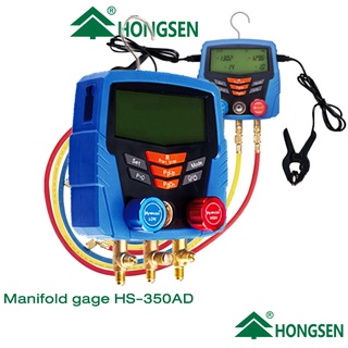 Manifold gage Hongsen HS-350AD เกจวัดน้ำยาแอร์ พารามิเตอร์ ใช้งานกับสารทำความเย็น 61 ชนิด  Multi function digital