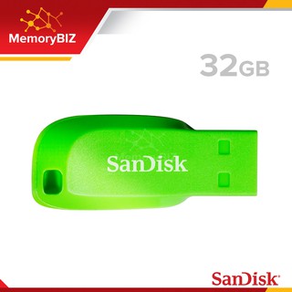 SanDisk Flash Drive CRUZER BLADE 32GB USB2.0 (SDCZ50C_032G_B35GE) Green แฟลชไดร์ฟ ซินเน็ค ใส่ เครื่องเสียง รับประกัน 5ปี