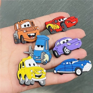 จี้การ์ตูนเครื่องบิน Croc Jibitz Racing Car Shoe Charms Pin Lightning McQueen Jibbits Charm Boat Car Jibits Crocks สําหรับผู้หญิง