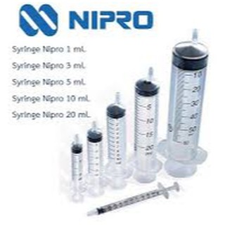 ราคาพิเศษ!!! ไซริงค์ Nipro สำหรับป้อนยา ป้อนอาหาร มีขนาด 1ml,3ml,5 ml,10ml,20ml,50ml. (ไม่มีเข็ม) +++