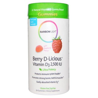 Rainbow Light, Berry D-Licious, Vitamin D3, Raspberry Flavor, 2,500 IU