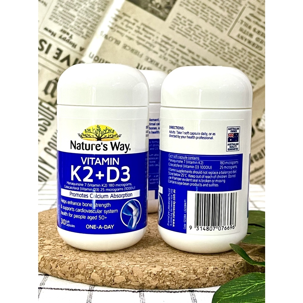 Nature’s way Vitamin K2+D3 ขนาด30เม็ด บำรุงกระดูกป้องกันกระดูกพรุน จากออสเตรเลีย