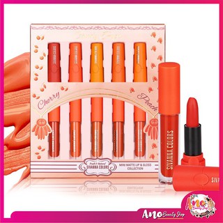 1 ชุด 10 แท่ง สีส้มอิฐ แดงตุ่น สีส้ม SIVANNA MINI MATTE LIP &amp;  GLOSS COLLECTION HF3007