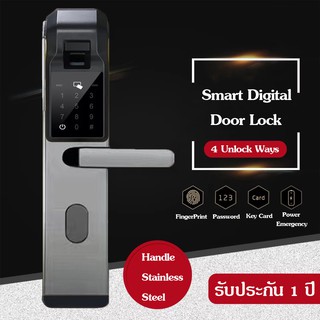 KARODO Digital Door Lock รุ่น X3 (สแกนนิ้วมือ + รหัส + คีย์การ์ด + กุญแจ) ดำ