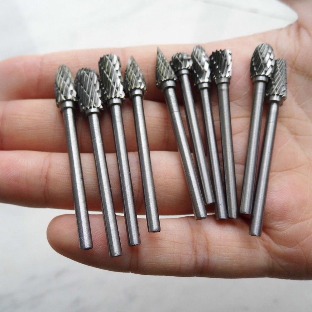 Xguli 10Pcs Rotary Burr Bits Single Flute Roughing Grind Cutter ...