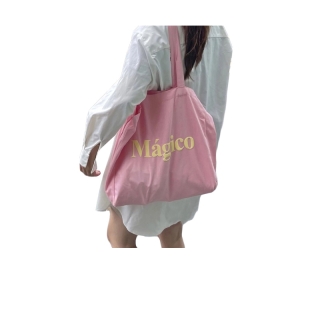 【ซิป + กระเป๋าด้านใน】กระเป๋าสะพายไหล่ ผ้าแคนวาส ขนาดใหญ่ จุของได้เยอะ ลายตัวอักษรน่ารัก สีเหลืองครีม สําหรับเด็กผู้หญิง นักเรียน