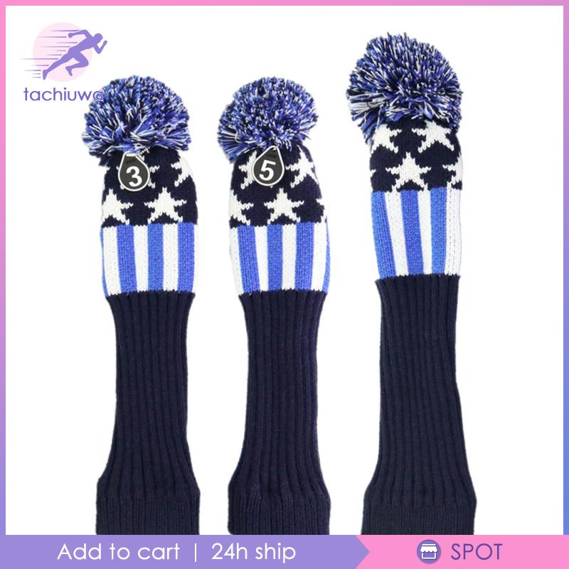 3pcs Golf Pom Pom Knit Headcover Fairway Woods Driver Hybrid Head Covers #8