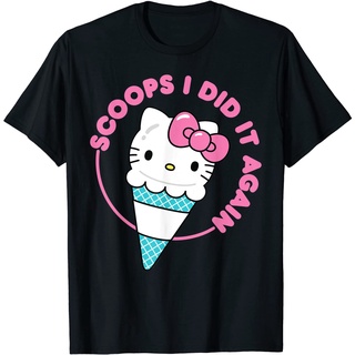 เสื้อยืดผ้าฝ้ายพรีเมี่ยม เสื้อยืด พิมพ์ลาย Hello Kitty Ice Cream Cone Scoops I Did It Again สําหรับผู้ชาย