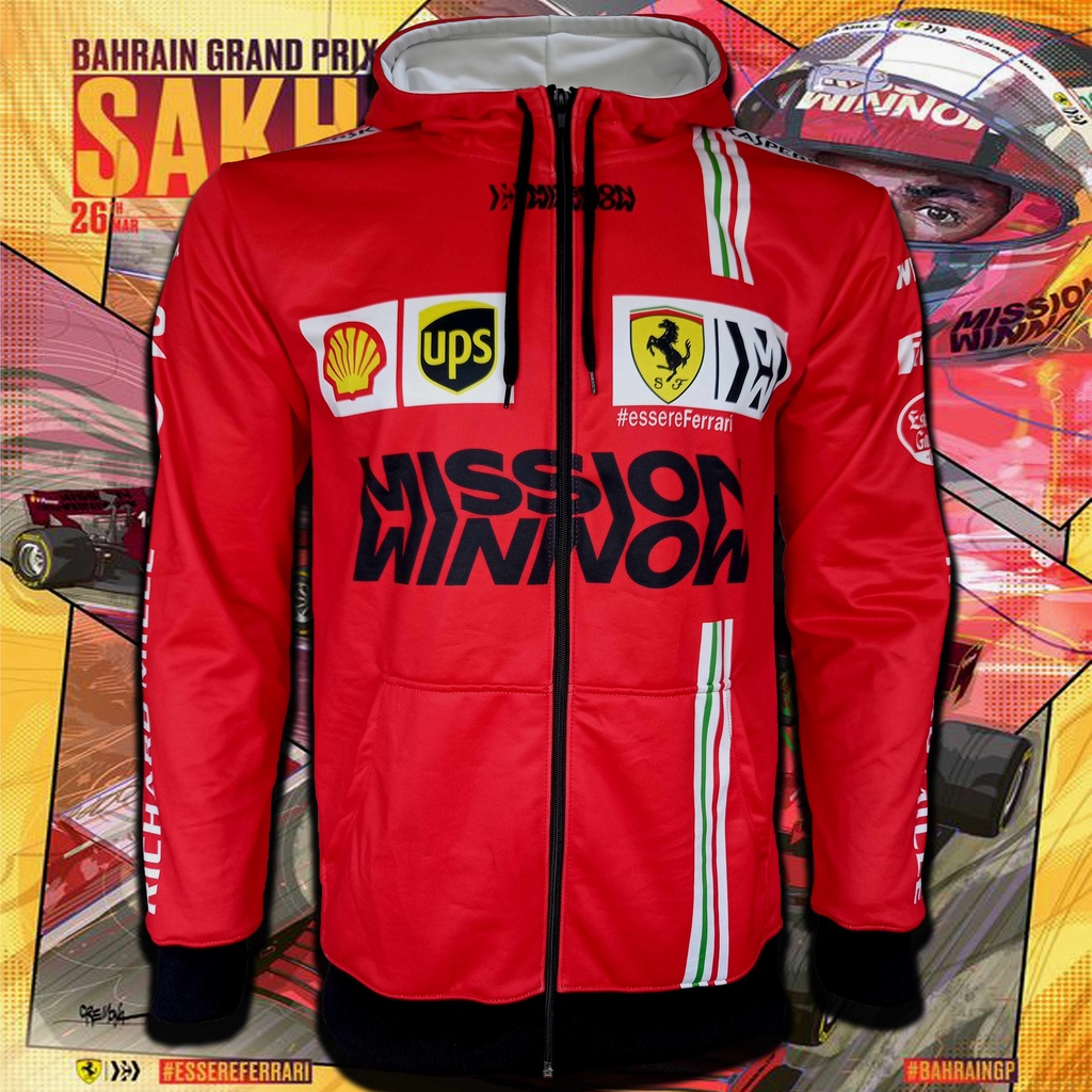 เสื้อแจ็คเก็ต ฟอร์มูลาวัน Jacket Formula One แจ็คเก็ต F1 Scuderia Ferrari #FM0022 รุ่น Sebastian Vettel (ฮู้ด,ซิป)