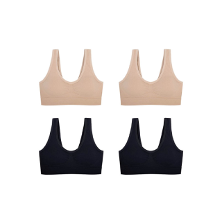 Sabina เสื้อชั้นใน (Set 4 ชิ้น) Seamless Fit รุ่น Soft Collection (ไม่มีโครง) รหัส SBXK257CD+SBXK257BK สีเนื้อเข้ม/ดำ