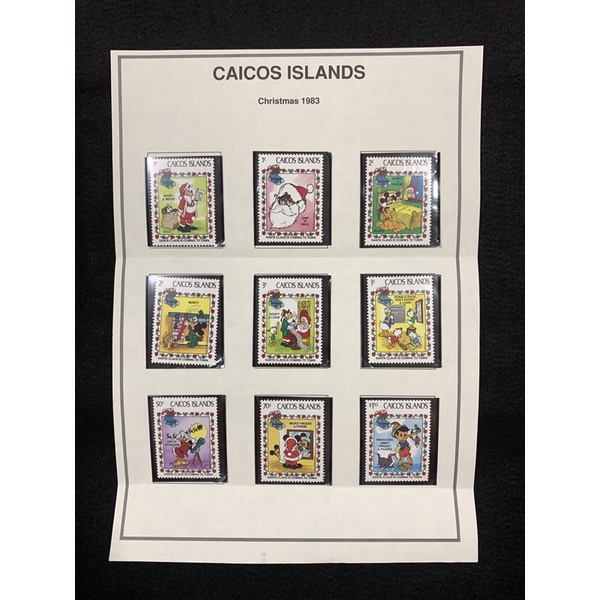 1983 Caicos Islands Christmas 1983- 9 Values Mint Unhinged (MNH)Set Kept Mount