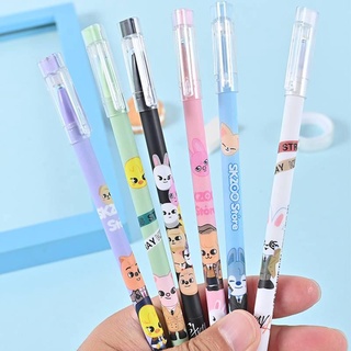 ปากกาลบได้ ปากกาน่ารัก ของขวัญ ของชำร่วย ปากกาเจล 6Pcs/set Stray Kids Kawaii Cartoon Skzoo Erasable Gel Pen Wolf Chan Leebit DWAEKKI Jiniret HAN QUOKKA BbokAri PuppyM FoxI.Ny