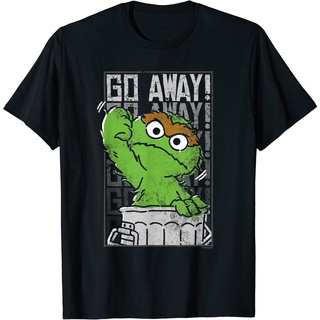 เสื้อยืดผ้าฝ้ายพรีเมี่ยม เสื้อยืด พิมพ์ลาย Sesame Street Oscar the Grouch Go Away สําหรับผู้ใหญ่