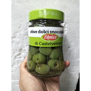 Damico Olive Dolci Snocciola มะกอกเขียวไร้เมล็ดในน้ำเกลือ 290 กรัม