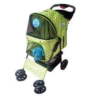 Smiles dog 2015 รถเข็นสุนัขและสัตว์เลี้ยง สีเขียวลายจุด 35*58*100 PSG001