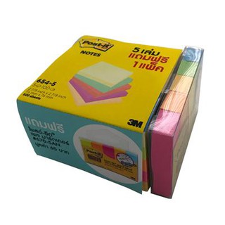 สินค้าขายดี💯 3M โพสต์อิท 3เอ็ม #654-4 ขนาด 3"x3" จำนวน 5เล่ม/แพ็ค (4ฟรี1) Post-It Note Page Marker คละสี คละแบบ คละลาย โ