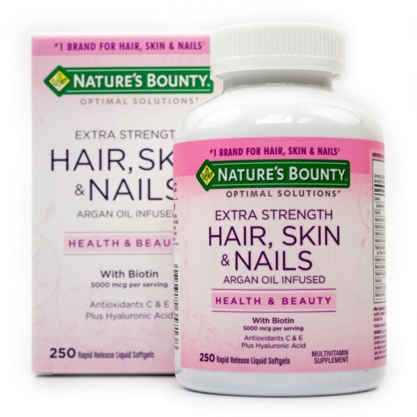 ❊Nature bounty Hair skin Nails with biotin 5000 mcg 250 เม็ดExp.08/2023♗