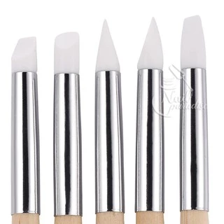 พู่กันหัวซิลิโคนสำหรับงานเล็บ 5ชิ้น (Silicone Nail Art Brush) หัวซิลิโคนคุณภาพสูง คุมทรงง่าย งานเนี๊ยบขึ้น