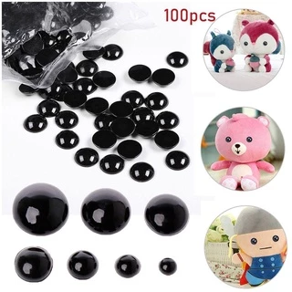 Hecceh ลูกตาตุ๊กตาหมี 3-12 มม. สีดํา 100 ชิ้น