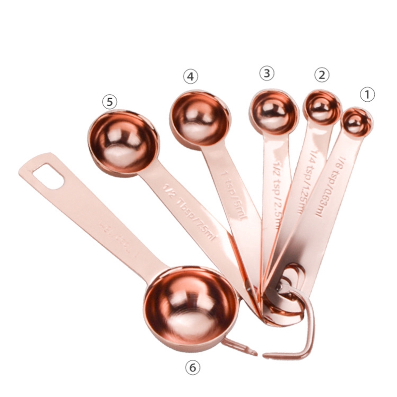 Ready All stainless steel measuring spoon rose gold 6 piece set with ...