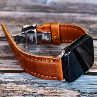 สายนาฬิกา สายหนังแท้ งานแฮนด์เมด แบบสายเรียว-หลังนูน   watch  Tan leather taper bands