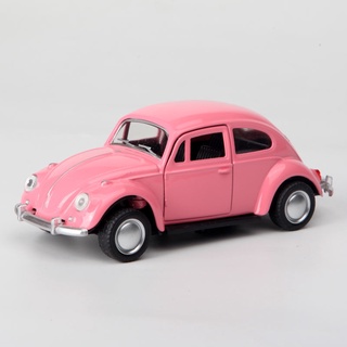 ของแท้ โมเดลรถยนต์ 1/32 VW Beetle Volkswagen Beetle เครื่องประดับ สีชมพู เปิดประตูได้