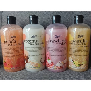 ครีมอาบน้ำ บู๊ทส์ บับเบิ้ล บาธ แอนด์ แชมพู Boots Shower Gel Bubble Bath &amp; Shampoo 500ML/Vanilla/Peach/coconut/Strawberry