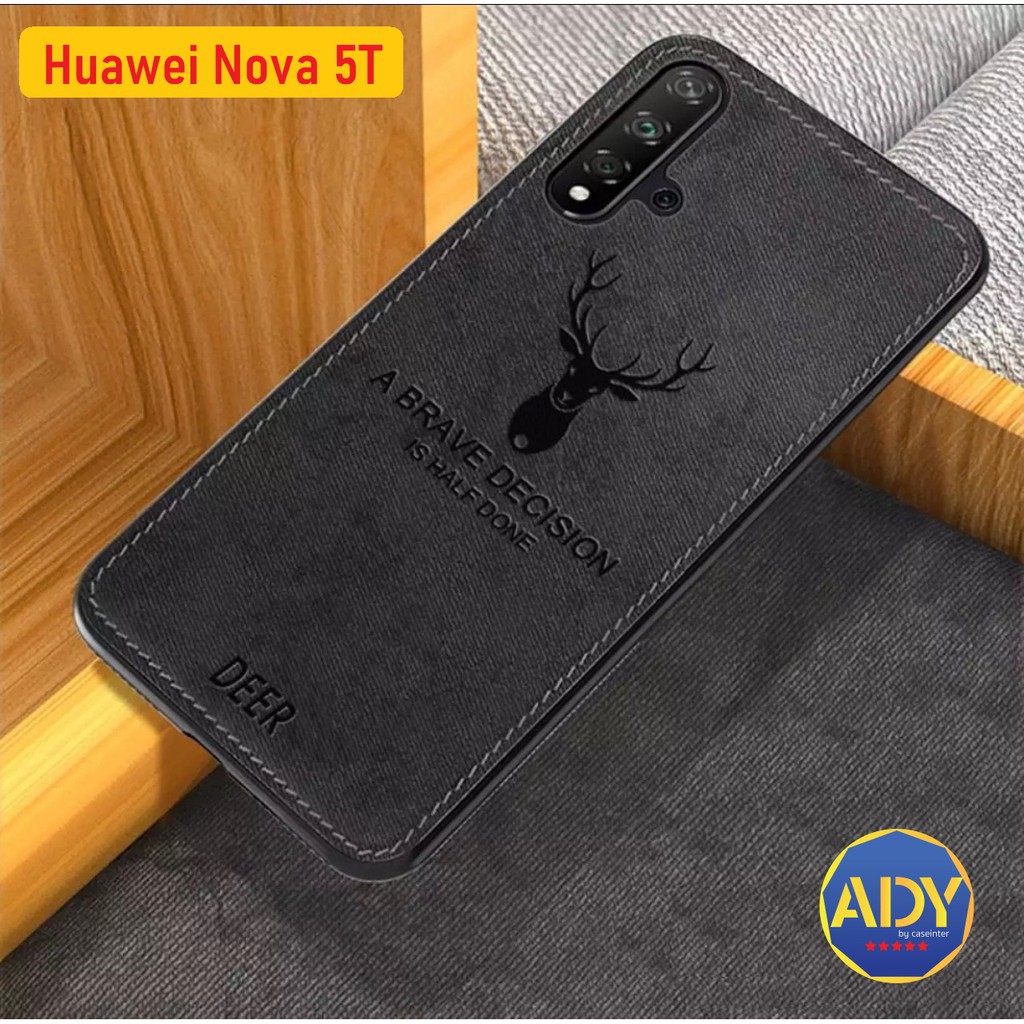 ❌พร้อมส่ง❌!! Deer Case Huawei Nova 5T เคสขอบนิ่ม หลังลายผ้า กันน้ำ เคสกันกระแทก