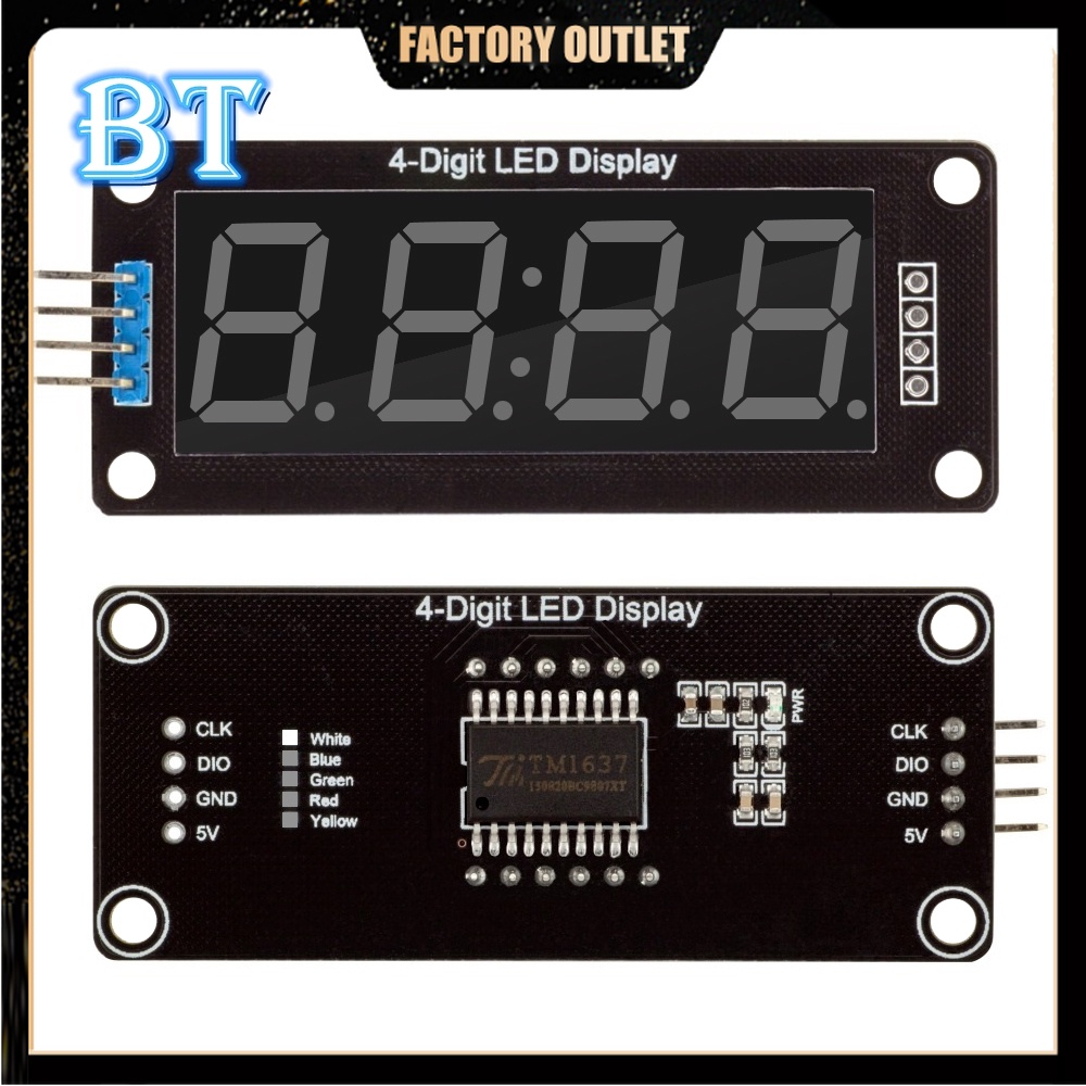 0.56" นิ้ว TM1637 สีขาว 4-Bits Digital LED Clock Tube Display 5V Arduino