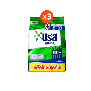 โปรโมชั่น : บรีส เอกเซล สูตรเข้มข้น สีเขียว ขจัดไวรัส 99.9% 4500 กรัม x3 Breeze Excel Washing Powder Green 4500 g x3