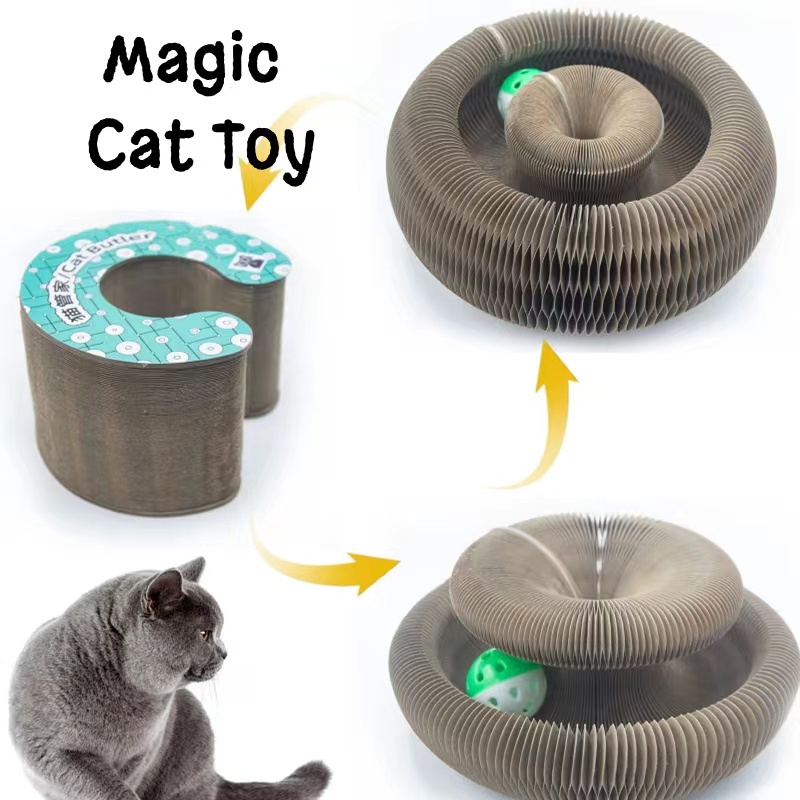 ที่ลับเล็บแมว ของเล่นกระดาษลูกฟูก แบบพับได้ ทนต่อการสึกหรอ สําหรับแมว ลับเล็บแมว