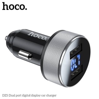 หัวชาร์จในรถ ที่ชาร์จในรถยนต์ 2USB CAR CHARGER กระแสไฟ 3Aมีหน้าจอLED ยี่ห้อHOCO DZ5 ของแท้100%