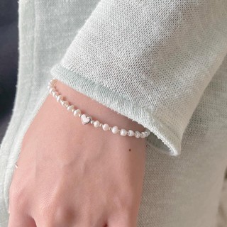 cchershop : silver925 กำไลข้อมือเงินแท้ กำไลข้อมือลายหัวใจ กำไลข้อมือไข่มุก สร้อยข้อมือ bracelet