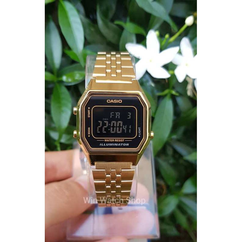Win Watch shop นาฬิกา Casio รุ่น LA680WGA1Bนาฬิกาข้อมือผู้หญิงสายแสตนเลสสีทอง ดีไซน์แบบวินเทจ สุดฮิต