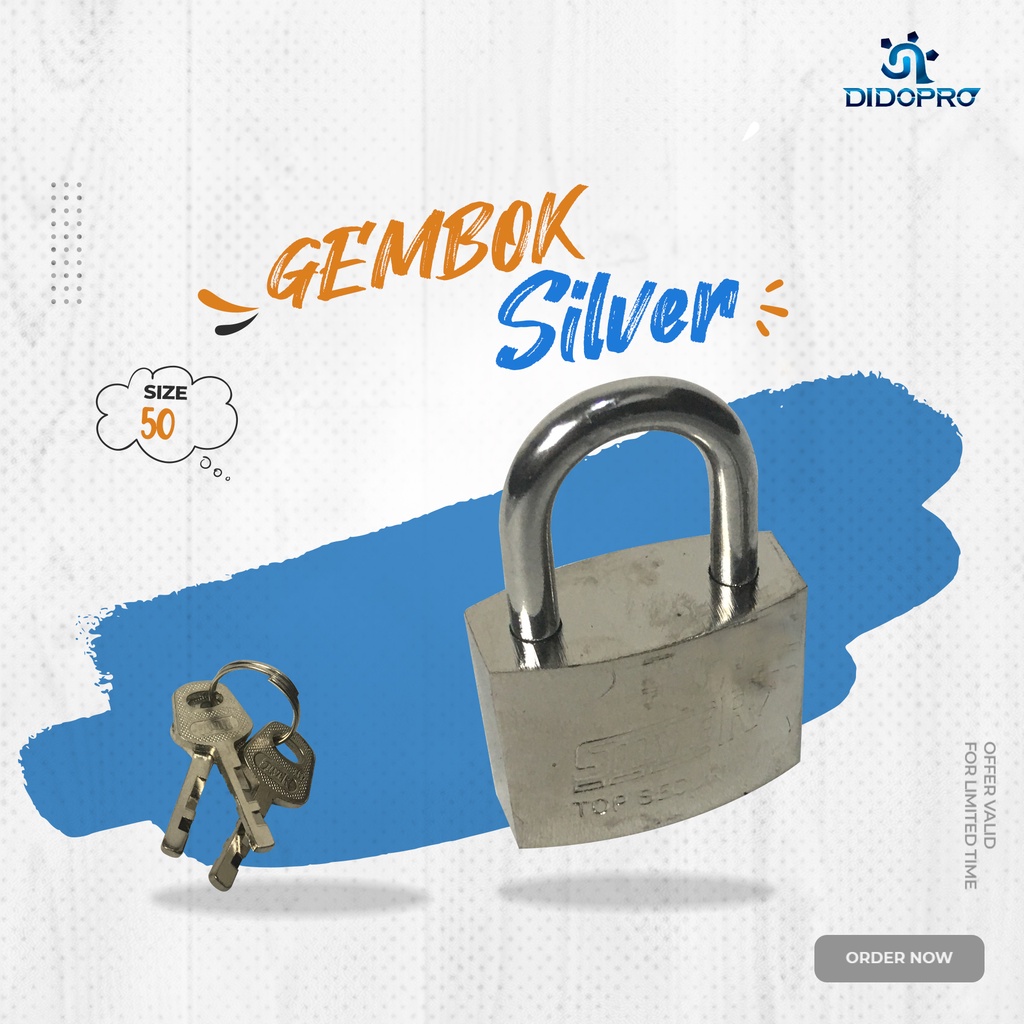 SILVER 50mm Home/Shop Padlock (สั้น)