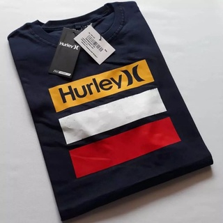 เสื้อยืด ผ้าฝ้าย พิมพ์ลายโลโก้กองทัพเรือ Hurley DTF สําหรับผู้ชาย