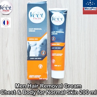 Veet® Men Hair Removal Cream Chest &amp; Body for Normal Skin 200 ml วีท ครีมกำจัดขนตามร่างกายสำหรับผู้ชาย ขนขา ขนหน้าอก