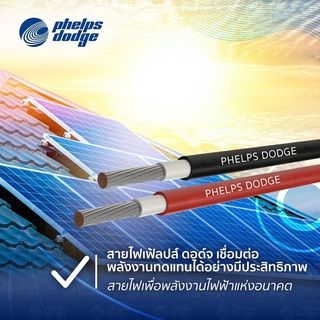 Phelps Dodge สายโซล่าเซลล์ PV Cable #4 Sqmm ม้วน 100 เมตร