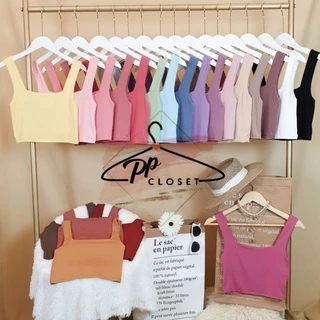 💕PP♡CLOSET💕พร้อมส่ง30สี !!เสื้อครอปกล้าม เสื้อครอปคอเหลี่ยม ผ้าหนา2ชั้นทั้งตัว ทรงเข้ารูปสวยแนบตัว