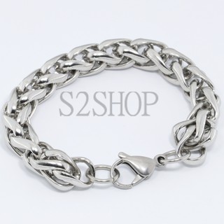 s2shop สร้อยข้อมือสแตนเลสแท้ สร้อยข้อมือสแตนเลส กำไลข้อมือสแตนเลส กำไลข้อมือ ลายเปีย ความกว้าง 10 มม.No.908