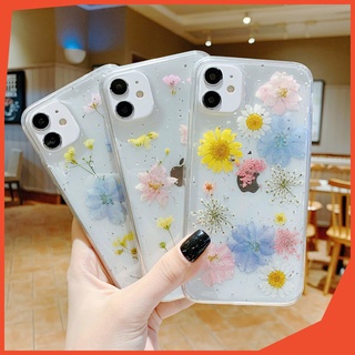 เคสโทรศัพท์มือถือใส ลายดอกเดซี่แห้ง แฮนด์เมด สําหรับ iPhone 14 13 12 11 Pro MAX XR XS MAX 7 8 Plus