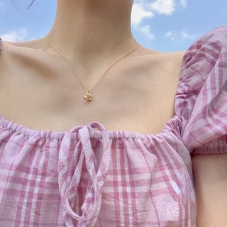 สร้อยคอ จี้ดอกกุหลาบ สีทอง สไตล์เกาหลี สําหรับผู้หญิง