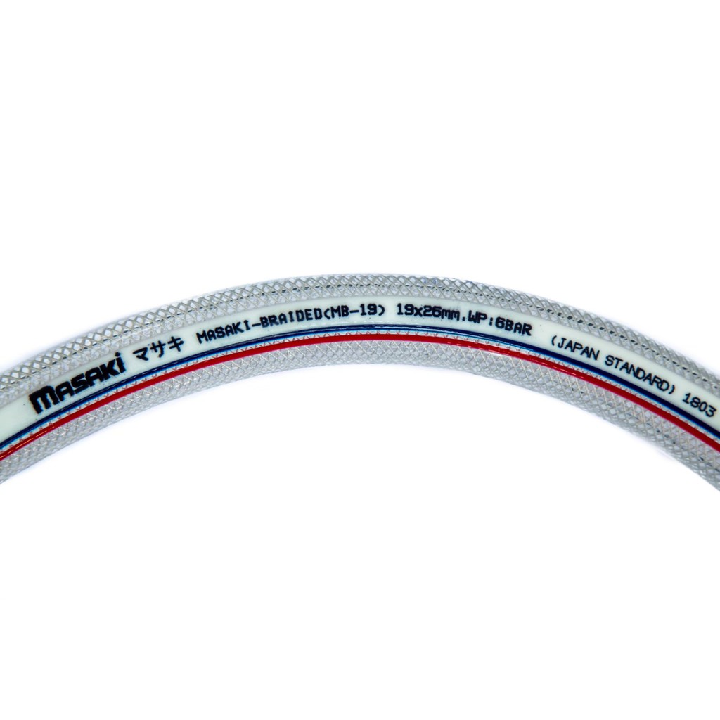 MASAKI PVC Braided hose 1/2" ถึง 1" สายพีวีซีใสไส้เชือก สายใยด้าย สายยางเชือกถัก ใช้งานลมทนแรงดันสูง