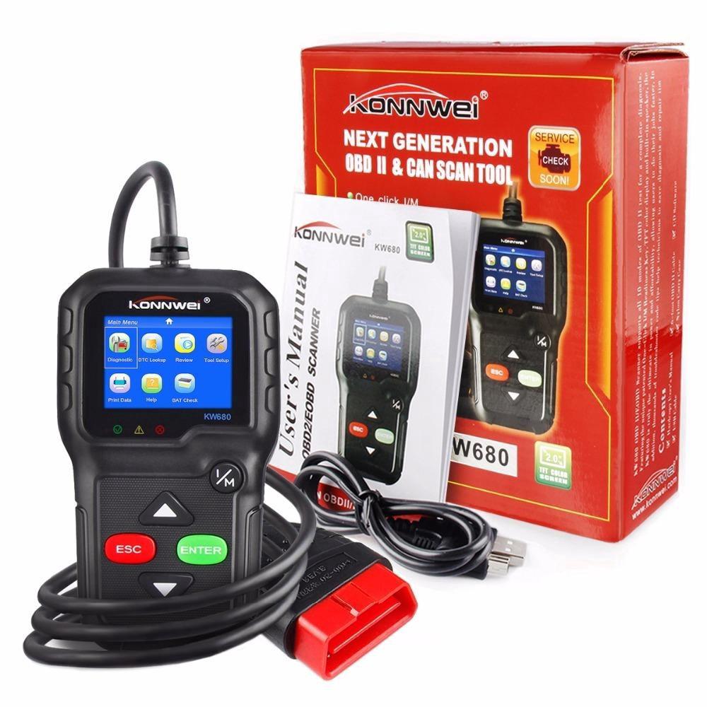 เครื่องสแกนเนอร์สแกนเนอร์รถยนต์ konnwei kw680 Can OBD 2 EOBD