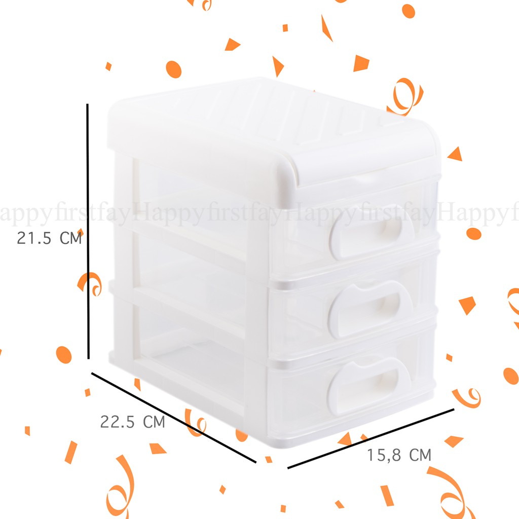 ลิ้นชัก 3 ชั้น กิ๊ปเซ็ท  ฝาบนเปิดได้ Keyway CA-303 สีขาว