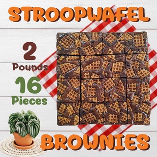 🇹🇭 Brownies Stroopwafel ‼️บราวนี่ชอคโกแลตรสเข้มข้น ทอปอัพด้วยวาฟเฟิลคาราเมล 2 ปอนด์ 16 ชิ้น ♥️ ขนมอร่อย ของฝากพังงา 🇹🇭