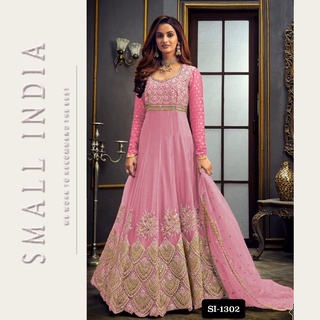 {**ส่งฟรี**} SMALL INDIA 🌷 Heavy Net Embroidery Work 🌷 Anarkali Suit